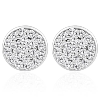 3/8 Ct EX3 Lab Grown Diamond Pave Studs Womens Earrings Lab Grown White Gold 8mm