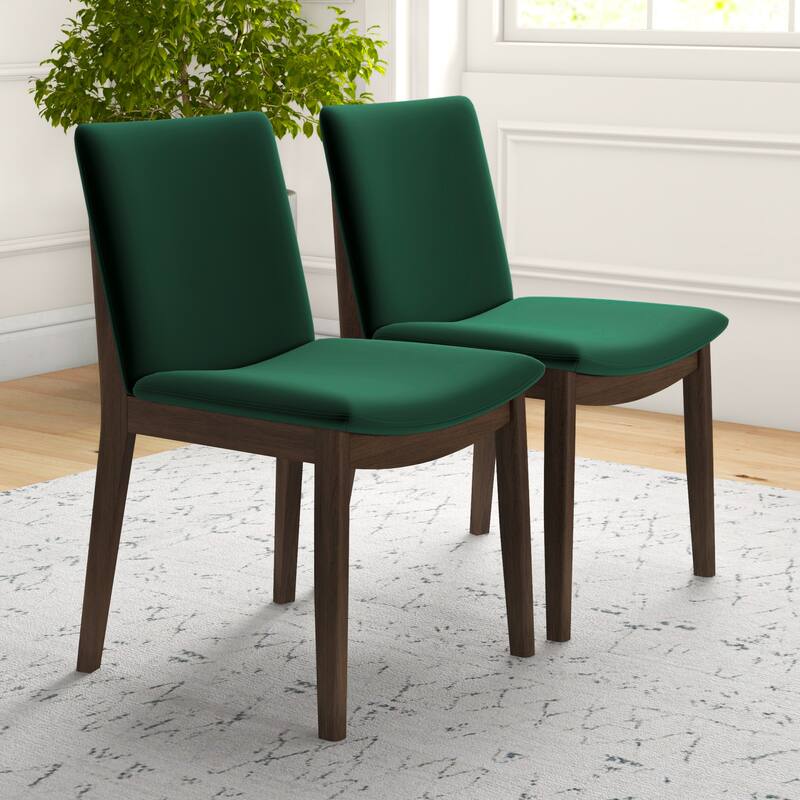 GDFStudio - Laura Mid-Century Modern Solid Wood Dining Chair Set with Upholstered Fabric, Set of 2 - 20"