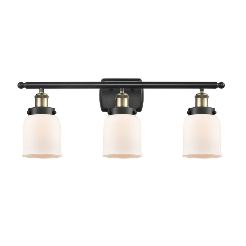 Innovations Lighting Ballston Urban Bell - 3 Light 26" Bath Vanity Light - Black Antique Brass/Matte White
