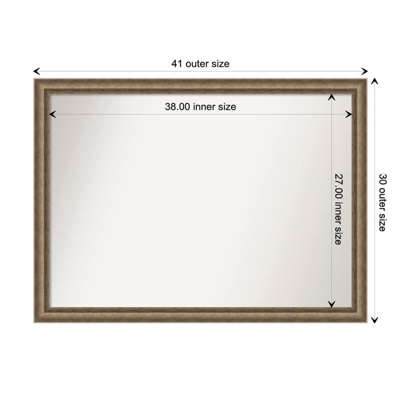 Angled Non-Beveled Wood Framed Wall Mirror - Angled Bronze - Glass Size 38x27