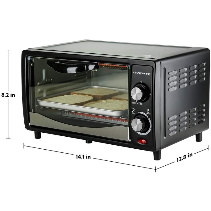 Ovente Countertop 4 Slice Capacity Convection Toaster Oven with Stainless Steel Portable Baking Pan Crumb Tray Black TO5810B Bed Bath Beyond 30429193