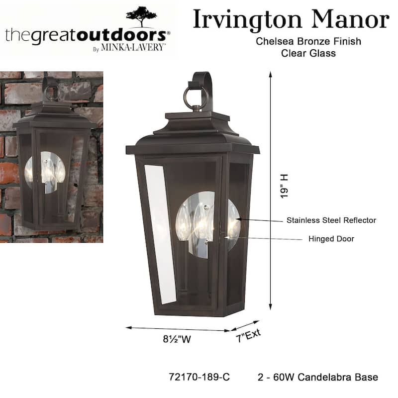 The Great Outdoors 72170-C Irvington Manor 2 Light 19" Tall Outdoor