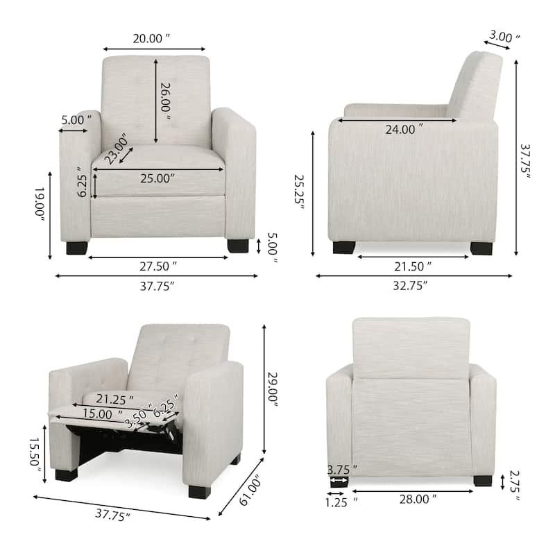 Craigue Upholstered Pushback Recliner by Christopher Knight Home