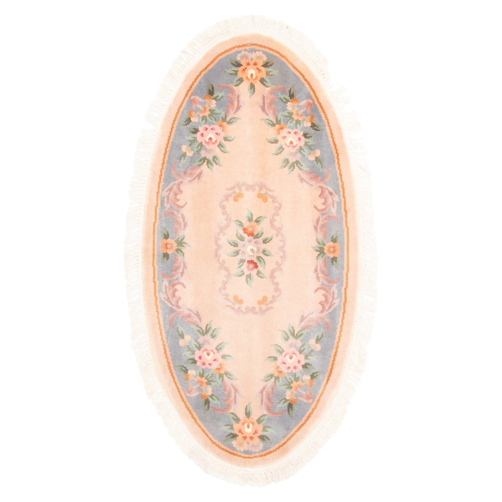 ECARPETGALLERY Hand-knotted Aubusson Tan Wool Rug - 2'3 x 4'6