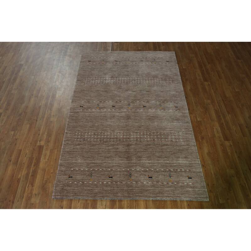 Hand Knotted Oriental 100% Wool Carpet Tribal Animal Pictorial Brown Gabbeh Area Rug - 7' 10'' X 5' 1''