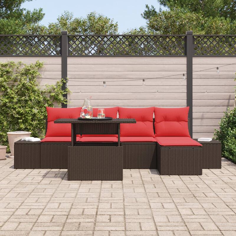 vidaXL 6 Piece Garden Sofa Set with Cushions - 115.8×46.1×27.2