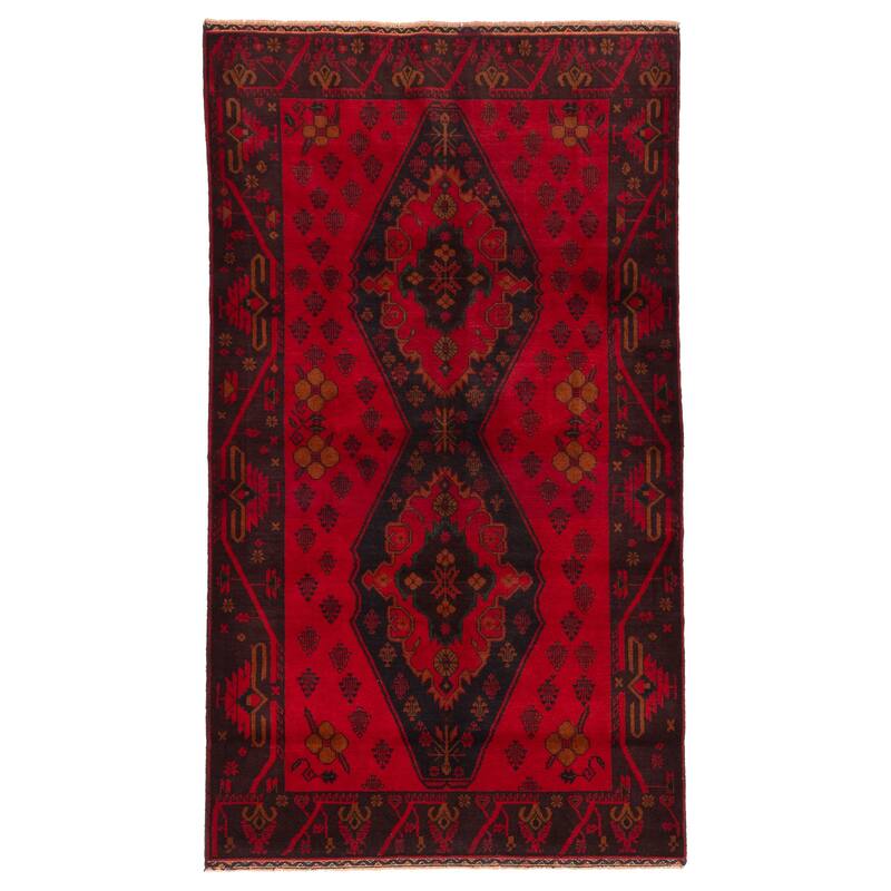 ECARPETGALLERY Hand-knotted Teimani Red Wool Rug - 3'11 x 7'2