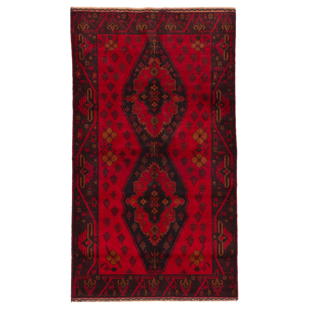 ECARPETGALLERY Hand-knotted Teimani Red Wool Rug - 3'11 x 7'2