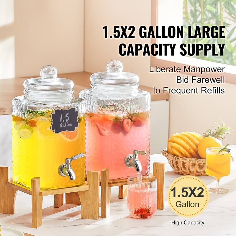 Beverage Dispenser with Spigot and Lid, Iced Tea Lemonade Juice Water Dispenser