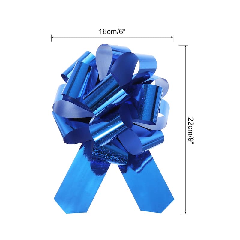 10pcs Metallic Large Big Pull Bow Glitter Gift Wrapping Bows Ribbon - Blue - 6 inch