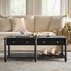 preview thumbnail 2 of 22, HULALA HOME Derk Transitional 47"W Spindle Fluted Rectangular Storage Coffee Table with Solid Wood Drawers Black