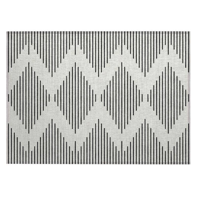Machine Washable Indoor/ Outdoor Modern Stripe Chantille Rug