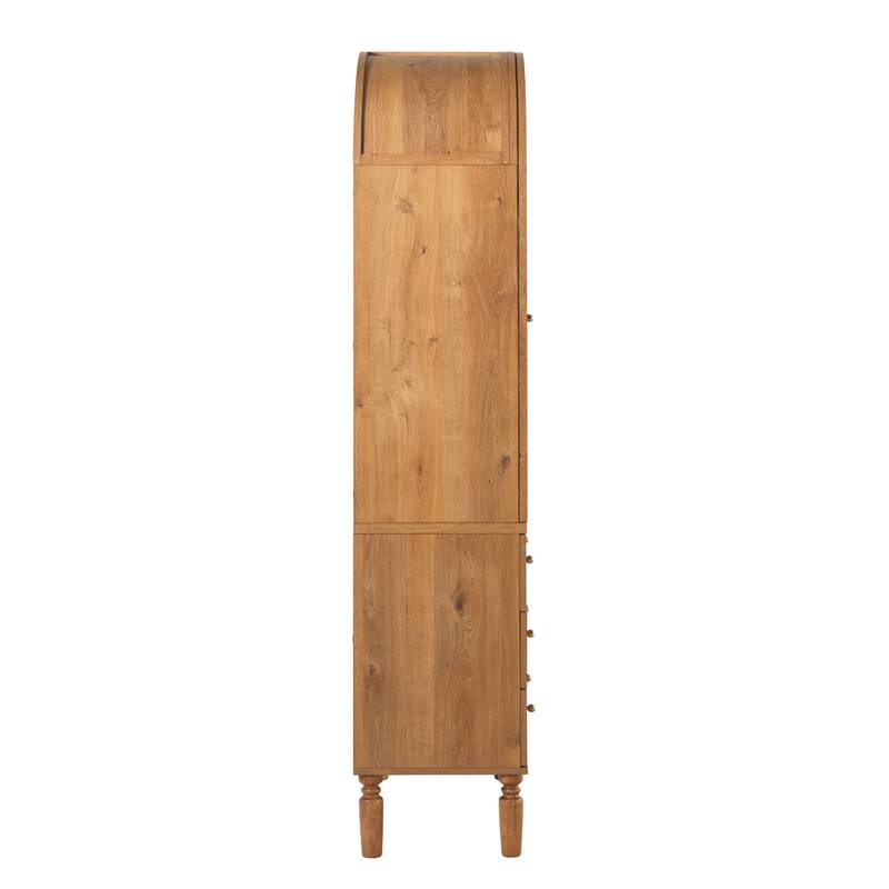 Walker Edison Modern Arched MDF Bookshelf Cabinet with Glass Doors