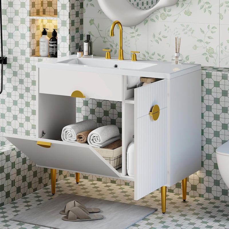 36" Bathroom Vanity with Resin Basin Sink