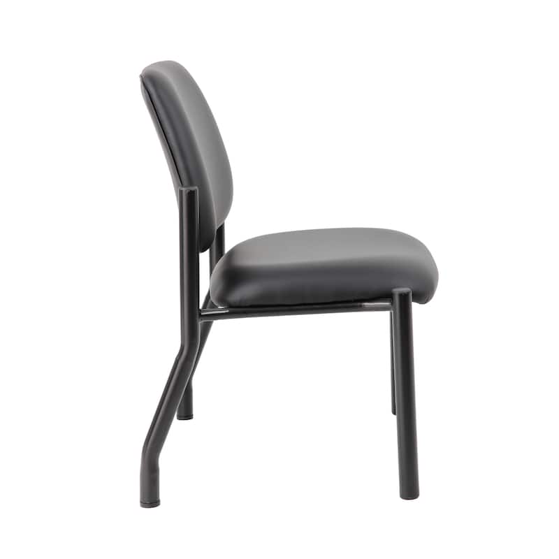 Lea Big and Tall XL Reception Chair, Black Antimicrobial Vinyl, 400 lbs