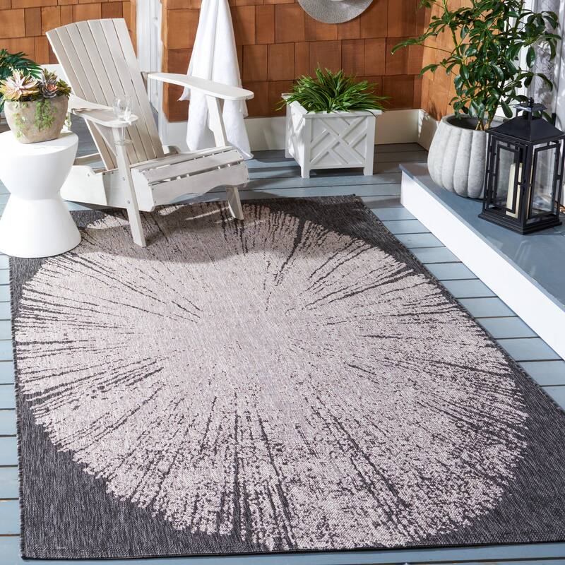 SAFAVIEH Courtyard Sabaha Indoor/Outdoor Waterproof Patio Backyard Rug - 2'7" x 5' - Beige/Black