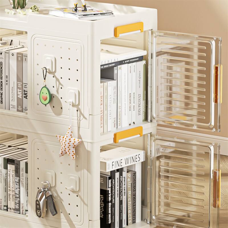 4-Tier Rolling Storage bookcase w/Wheels,Large Capacity Storage Bins