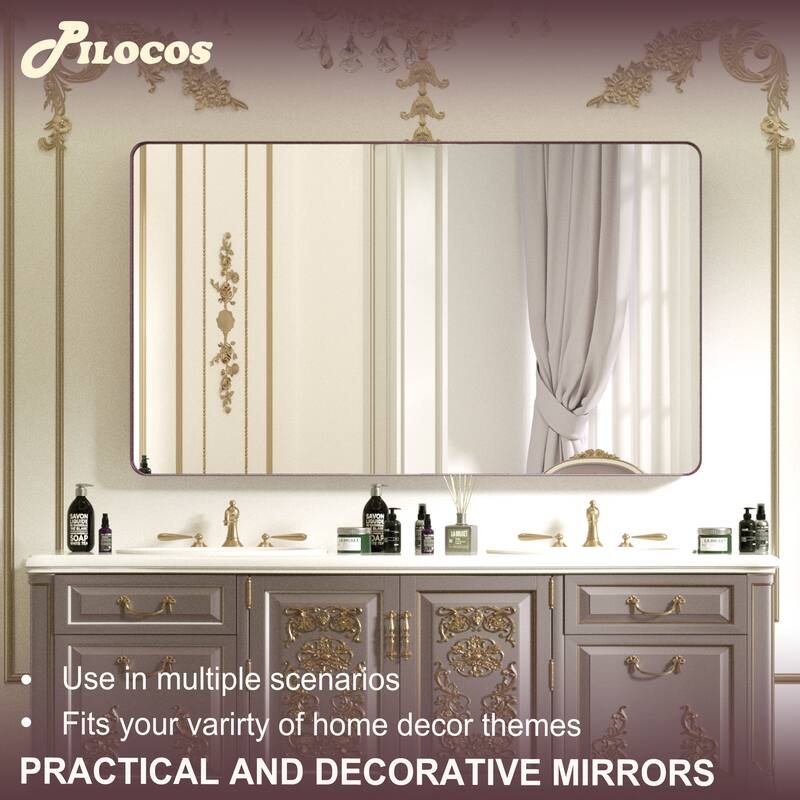 Rectangle Bathroom Mirror for Vanity Wall Mounted Vertical Horizontal Makeup Mirror