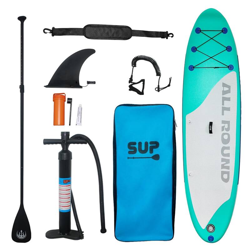 Inflatable Stand Up Paddle Board with Sup Accessories, 10'6'' Inflatable Paddle Boards - Green gray background