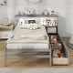 preview thumbnail 2 of 16, Twin Size Bed Frame with LED Light and Bookcase Headboard