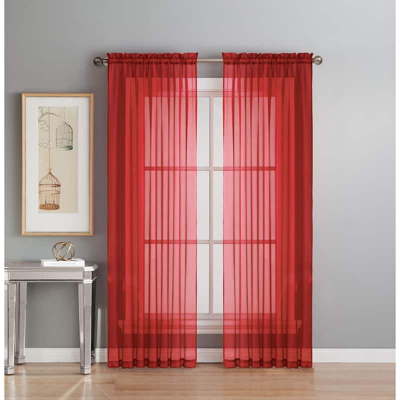 Window Elements Diamond Sheer Voile Extra Wide Curtains (Set of 2)