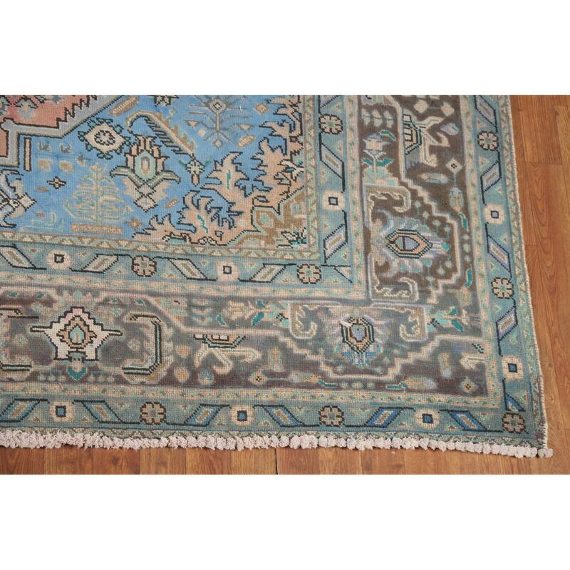 Light Pink Medallion Tabriz Persian Area Rug Handmade Wool Carpet - 9'9"x 12'8"