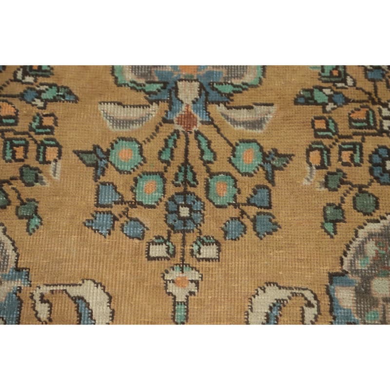 Hand Knotted Oriental 100% Wool Carpet Traditional Floral Oranges & Rust Tabriz Area Rug - 9' 5'' X 6' 4''