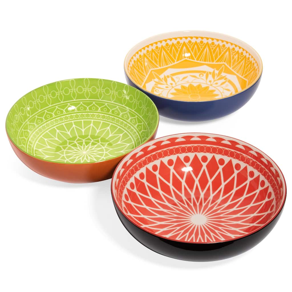 72 oz Bowls Extra Large Serving Bowls Set of 3 Colorful Porcelain Dishes Microwave & Oven Safe Great for Dinner Parties