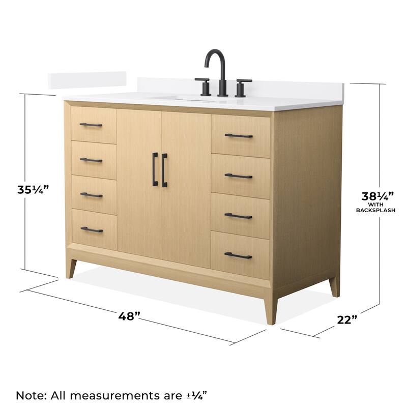 Wyndham Collection WCH7575-48S-QTZ-US3MXX Janna 48" Free Standing