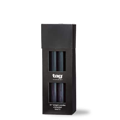 Color Studio 10" Straight Taper Unscented Smokeless Paraffin Wax Candle Black Burn Time 10 hrs. Sold in Units of 1