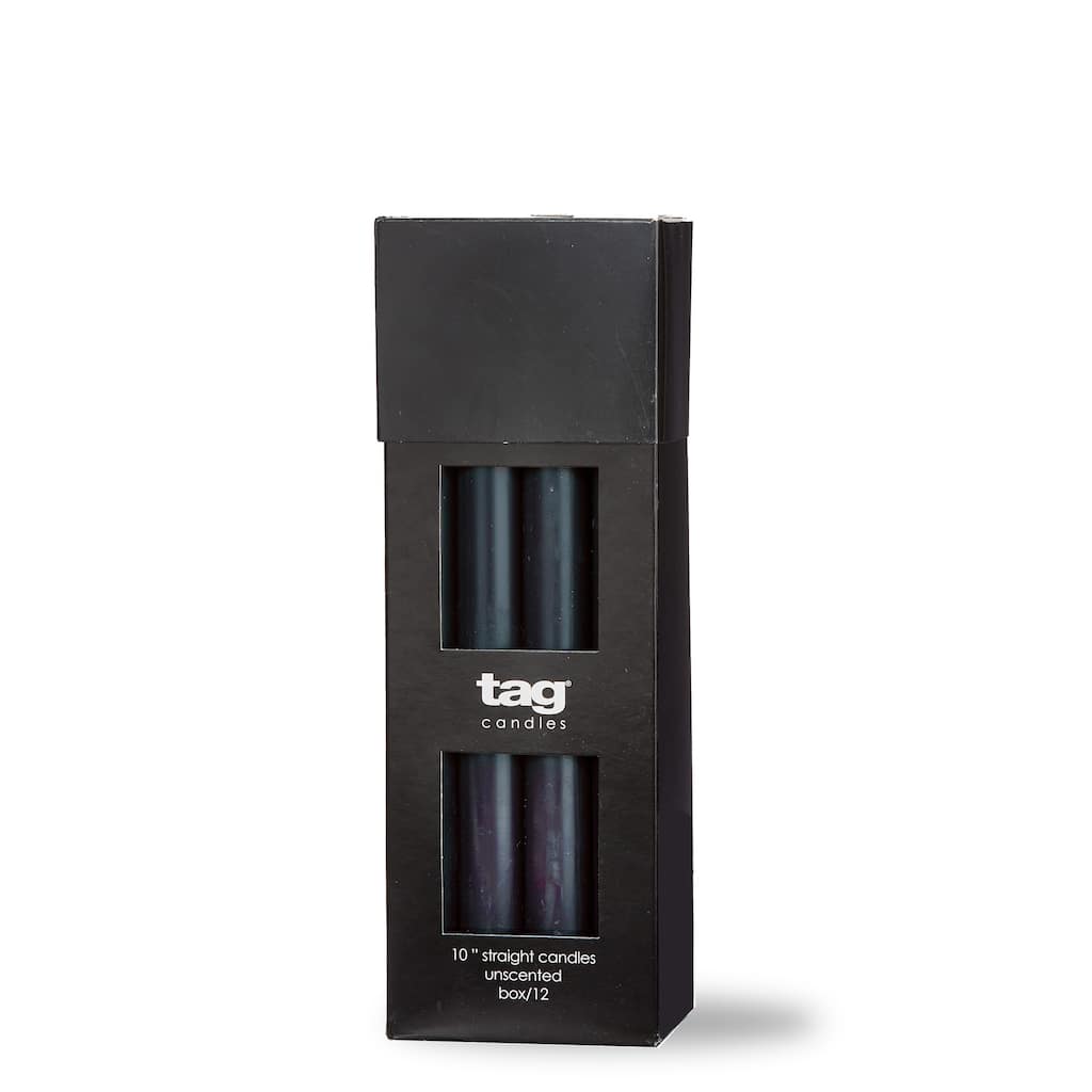 Color Studio 10" Straight Taper Unscented Smokeless Paraffin Wax Candle Black Burn Time 10 hrs. Sold in Units of 1