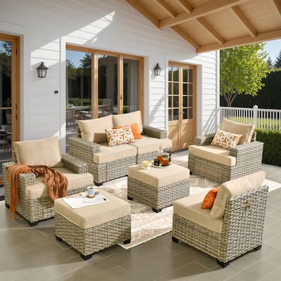 HOOOWOOO 7-piece Patio Furniture Conversation Set with Cushion