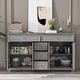 preview thumbnail 16 of 33, 59.1''Sideboard Buffet White Mid-Century Modern Contemporary Lacquered Credenza with Drawers and Doors
