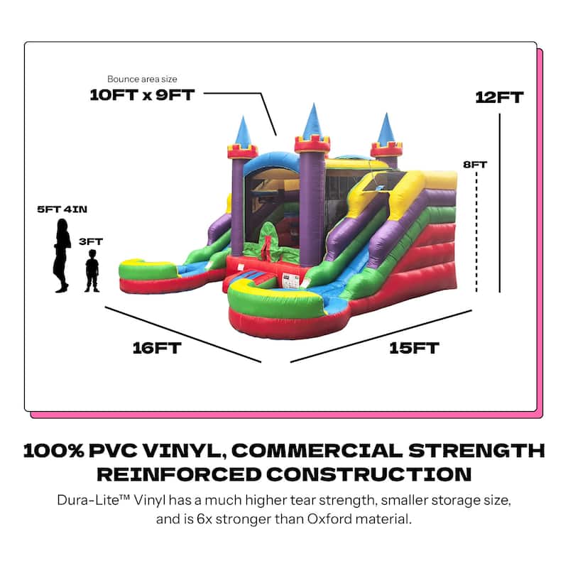 POP JUMP Rainbow Castle Bounce House and Double slide Combo