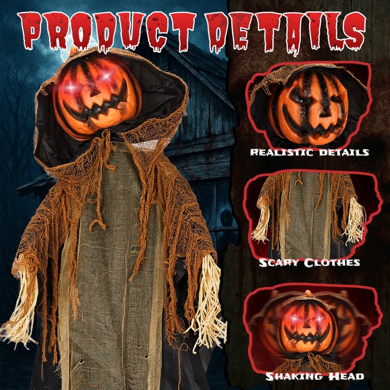 5.8ft Halloween Decorations Outdoor Life Size Animatronics Pumpkin Ghost