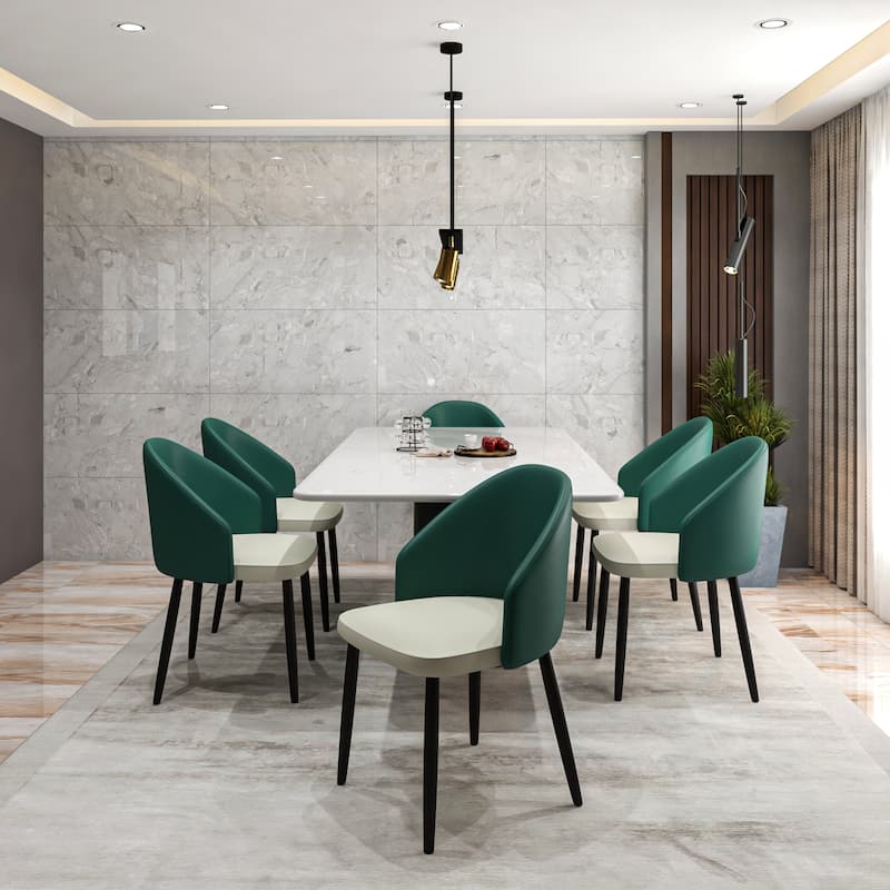 Upholstered Dining Chair in Leather/Fabric/Boucle with Wood Legs Set of 2 Paradiso Collection