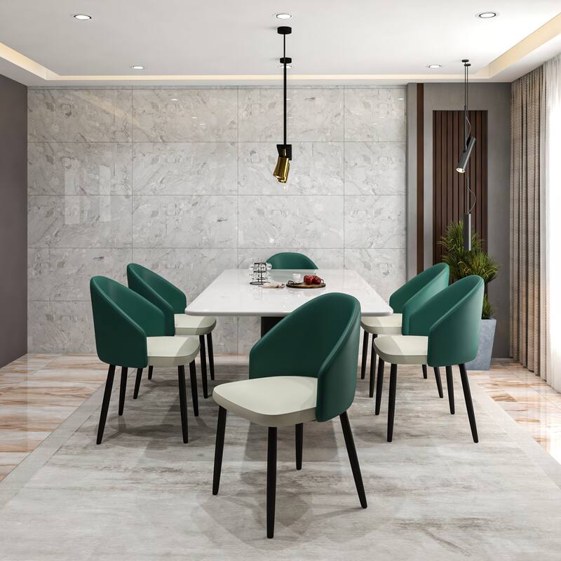 Upholstered Dining Chair in Leather/Fabric/Boucle with Wood Legs Set of 4 Paradiso Collection