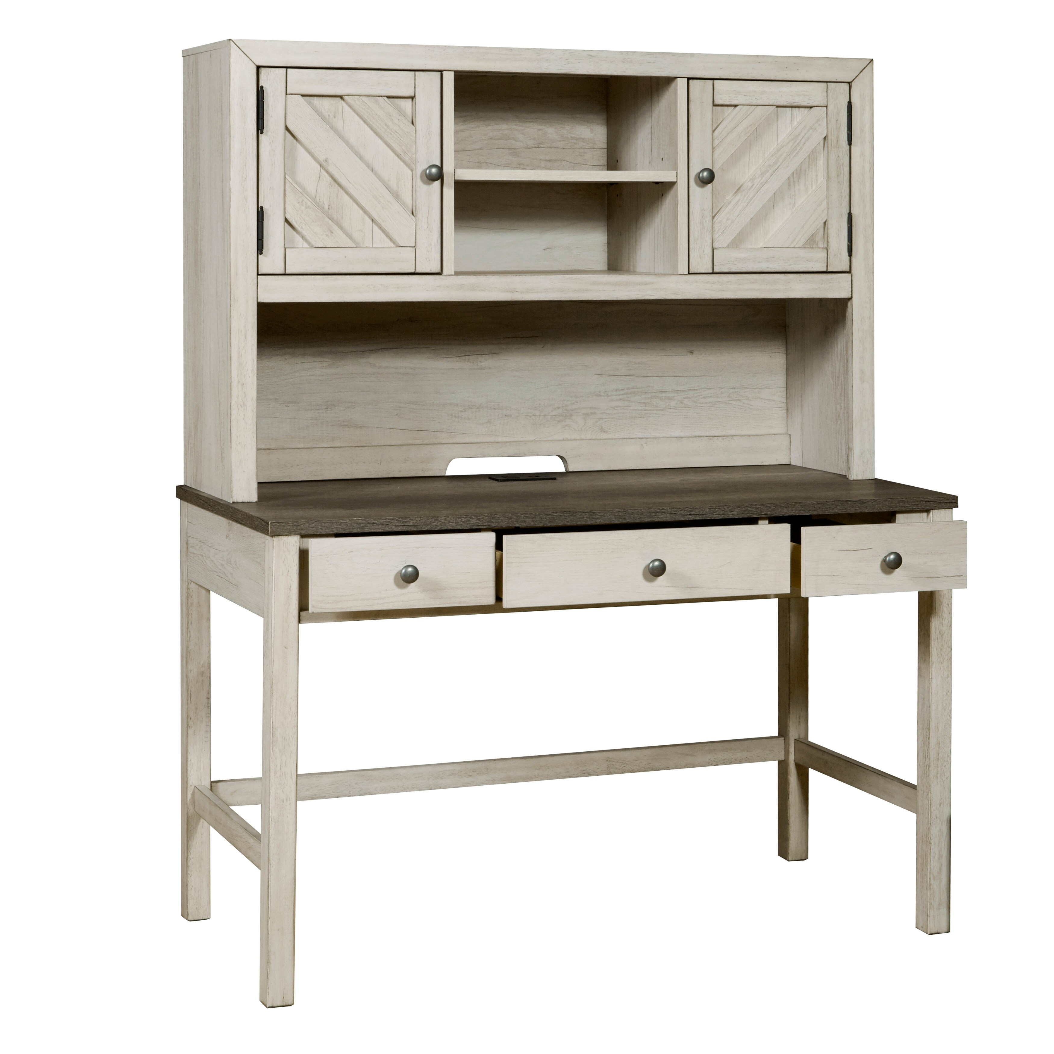 Shop Weathered Grey Farmhouse Desk Hutch And Chair Set With Usb Port On Sale Overstock 31572243