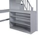 preview thumbnail 16 of 16, Full Size Loft Bed with Built-in L-Shaped Desk, Storage Shelves, and Storage Staircase
