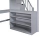 preview thumbnail 10 of 21, Full Size Loft Bed with Built-in L-Shaped Desk and 3-Tier Storage Shelves, Solid Wood Loft Bed Frame with Storage Staircase