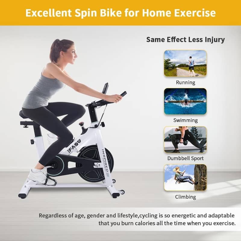 Stationary Bikes for Home Spin Indoor Exercise Bike with LCD Monitor and Comfortable Seat Cushion