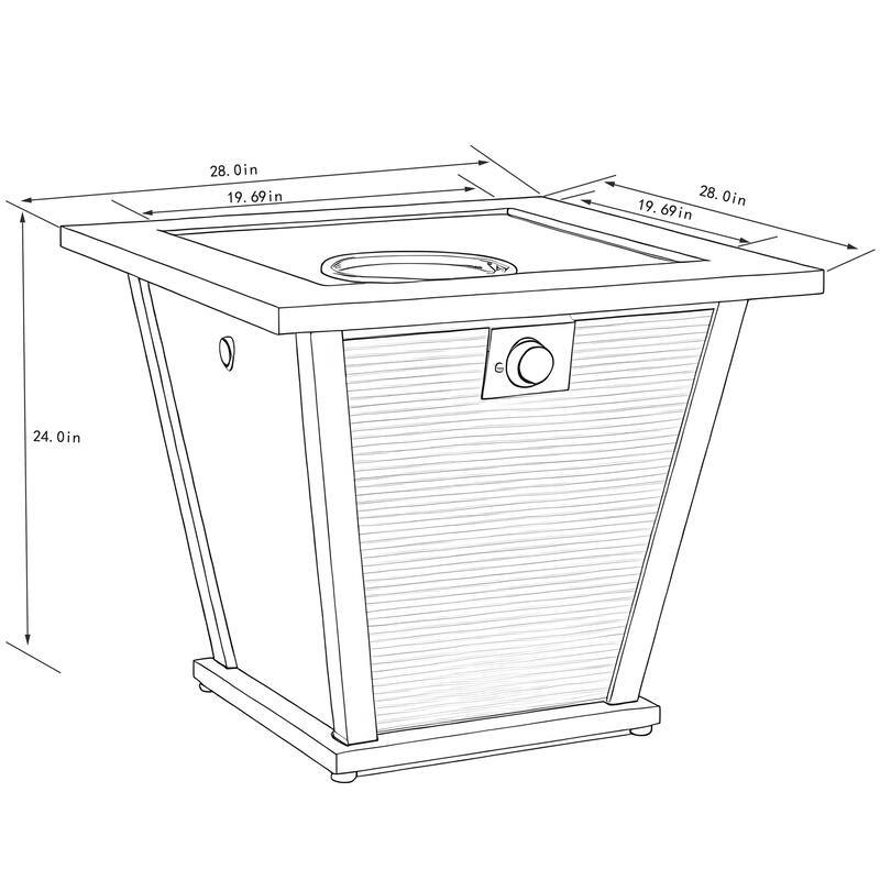GDFStudio - Modern Outdoor 28" Propane Gas Fire Pit Table with Hidden Tank Storage & Removable Steel Lid, Cover Included