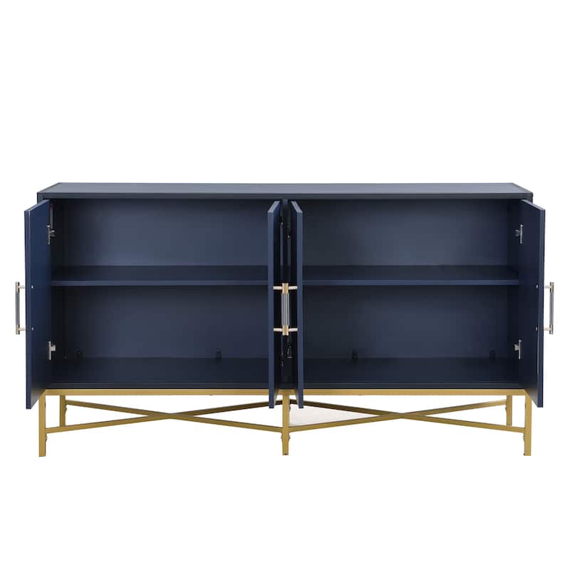 Sideboard Cabinet with Metal Handles, Entryway Storage Cabinets with Shelves, Buffet Cabinet with Metal Cross Leg