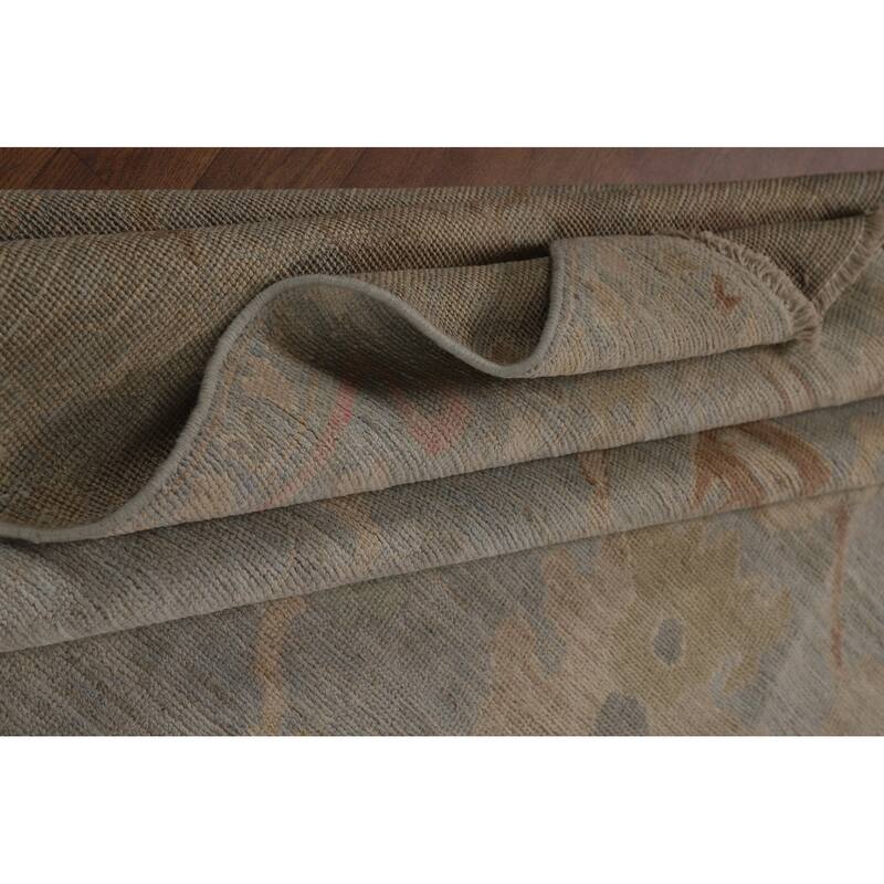 Oushak Turkish Area Rug Handmade Vegetable Dye Grey Wool Carpet - 5'11"x 9'1"