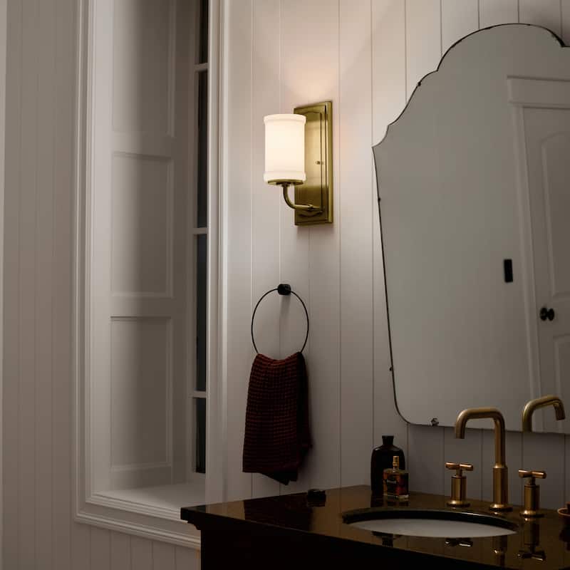 Kichler Lighting Vetivene 5 inch 1-Light Wall Sconce Natural Brass with Opal Glass