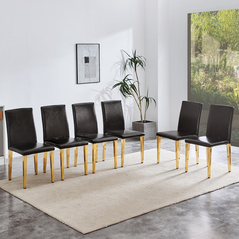 Dining Chairs Set of 4,Modern Kitchen & Dining Room Chairs,Faux Leather Cushion Seat Metal Legs