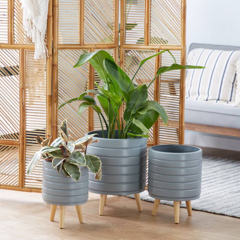 MgO Contemporary Planter (Set of 3) - S/3 14", 16", 18"H - Grey