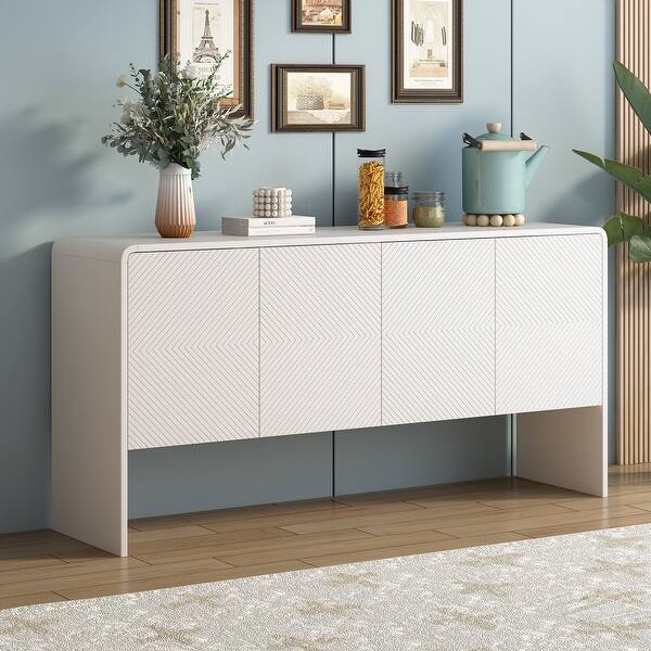 Coffee Bar Sideboard Buffet Cabinet with Rebound Device, Adjustable Shelves, and Minimalist Design for Entryway - Bed Bath & Beyond