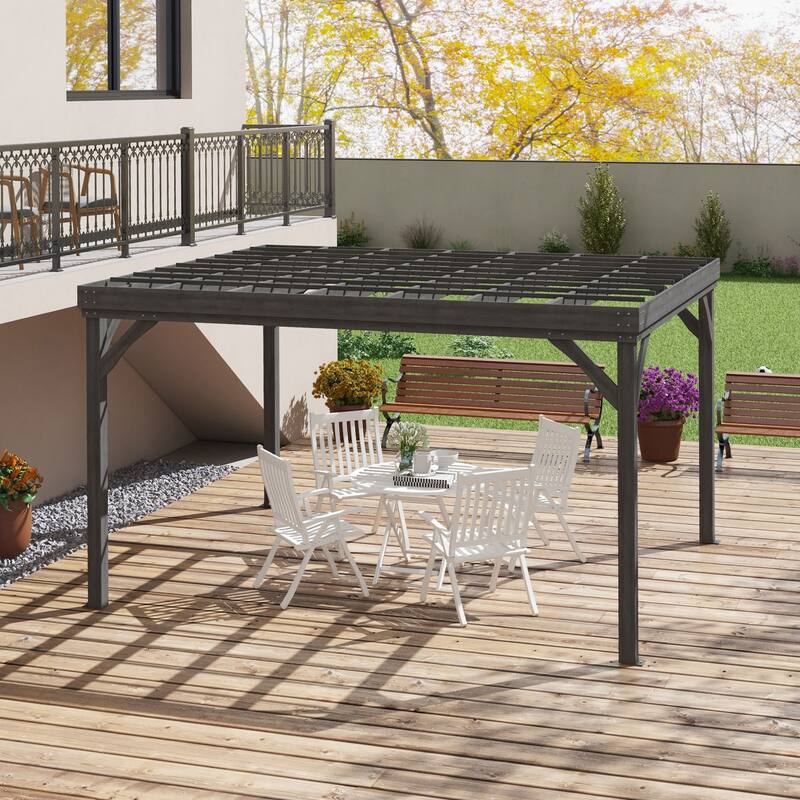 Outsunny 10' x 12' Outdoor Pergola, Wood Gazebo Grape Trellis with Stable Structure and Concrete Anchors