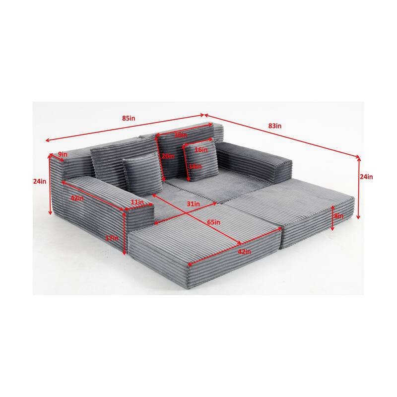 Double Chaise Lounge Sofa, Cloud Plush Sofa Bed, Upholstered Boneless Cloud Sofa Deep Seat, Sleeper Loveseat Chair